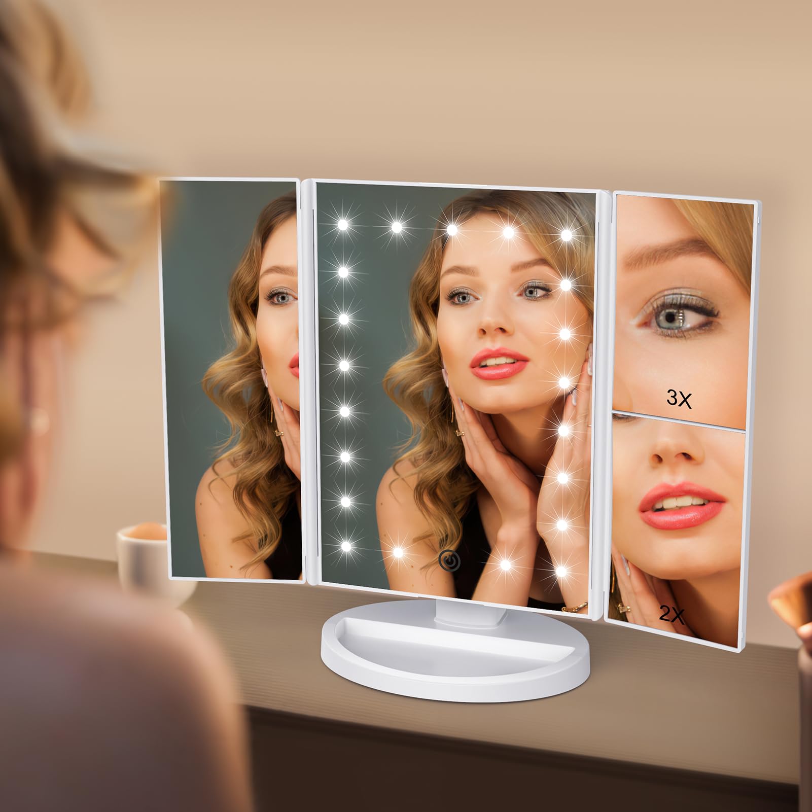 Miroir WEILY avec agrandissement 1x-2x-3x pour les détails des yeux.