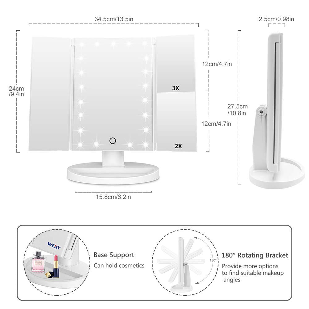 WEILY miroir-pli-tri-portable facilite transport et rangement lors de déplacements.