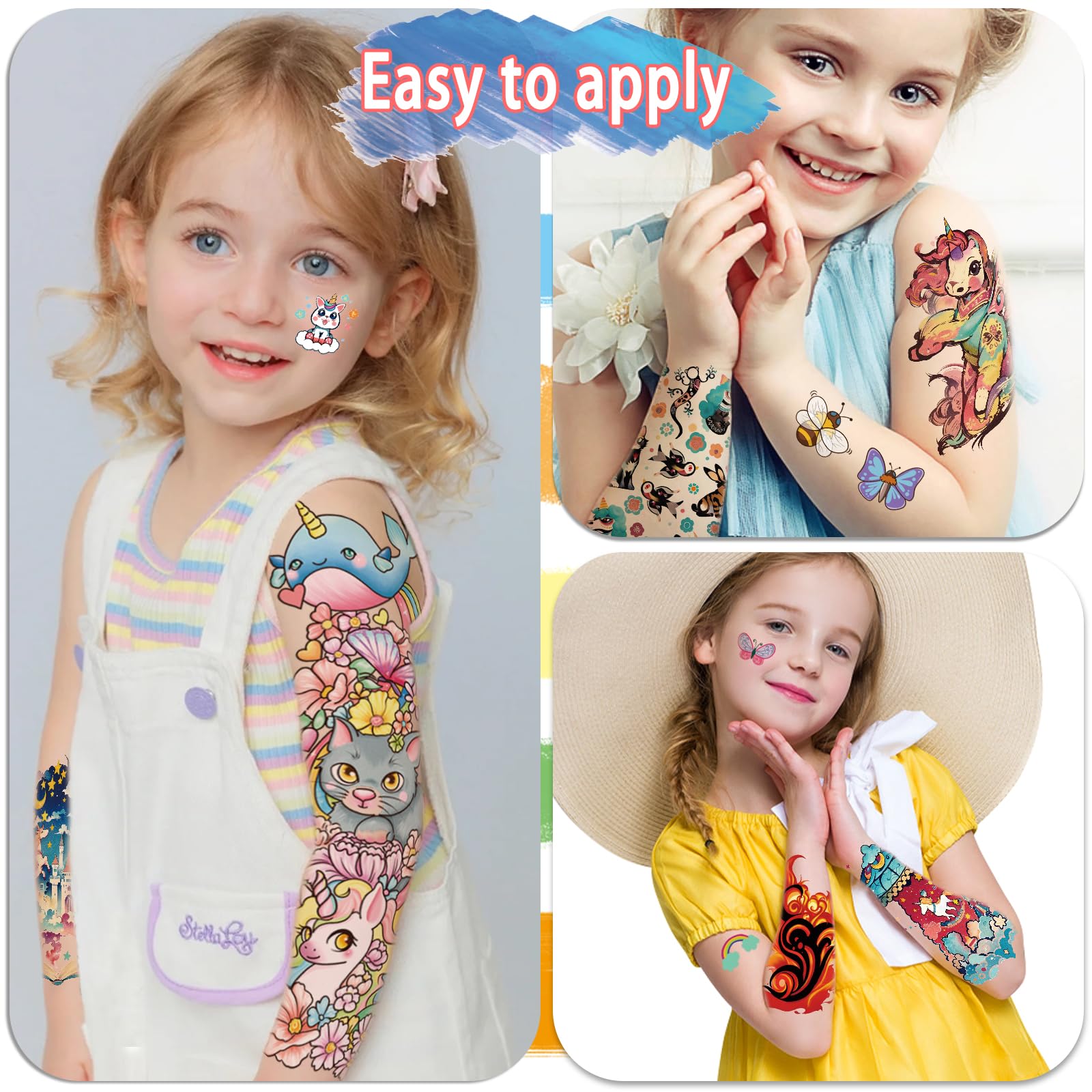 Weipbwor tatouages enfants – chat mignon, durables et sûrs pour la peau.