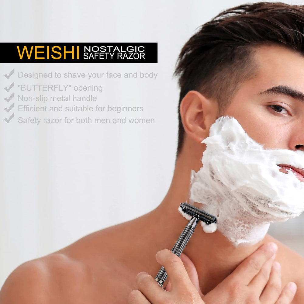 WEISHI rasoir équilibre et prise en main confortable pour un rasage maîtrisé.
