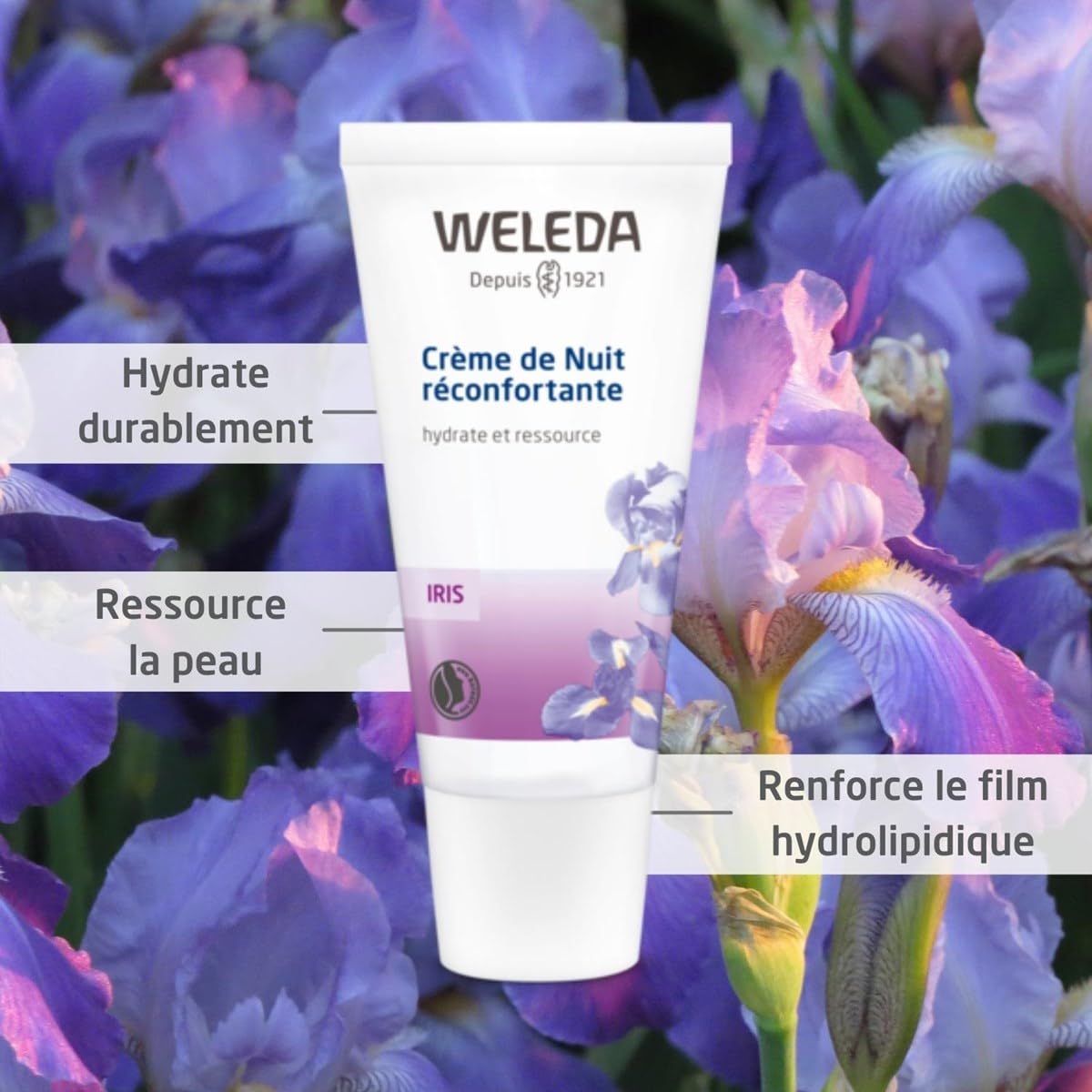 Weleda Iris Crème Nuit texture-nourrissante, soin apaisant en soirée