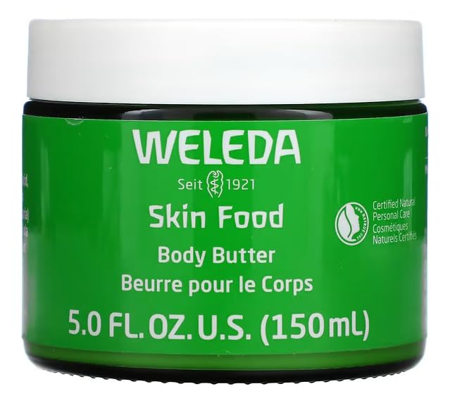 Texture-mousse-luxe de Weleda Skin Food Body Butter, nourrissante et non grasse.