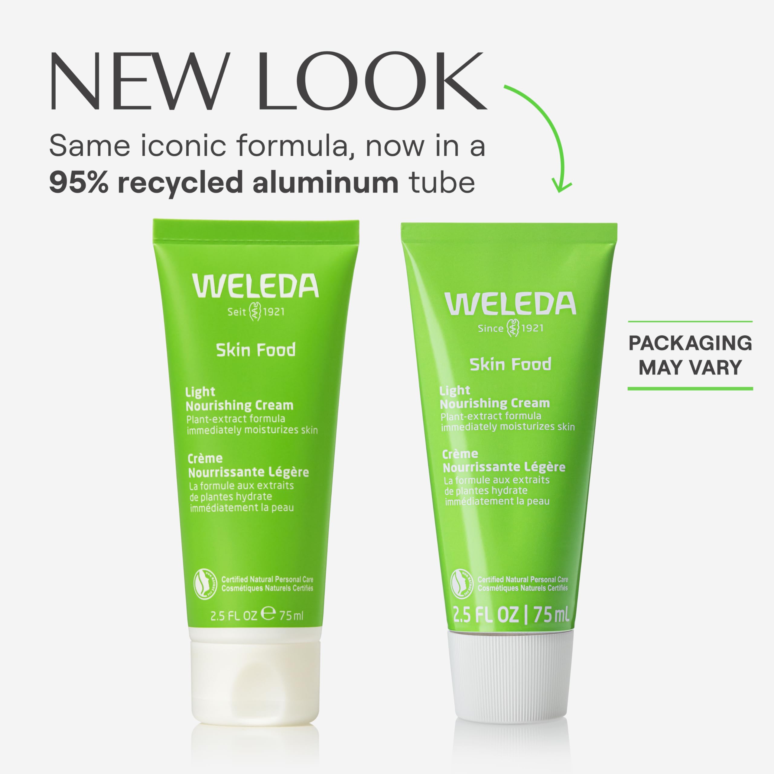 Weleda Skin Food Light application mains montre la texture soyeuse et le soin rapide.