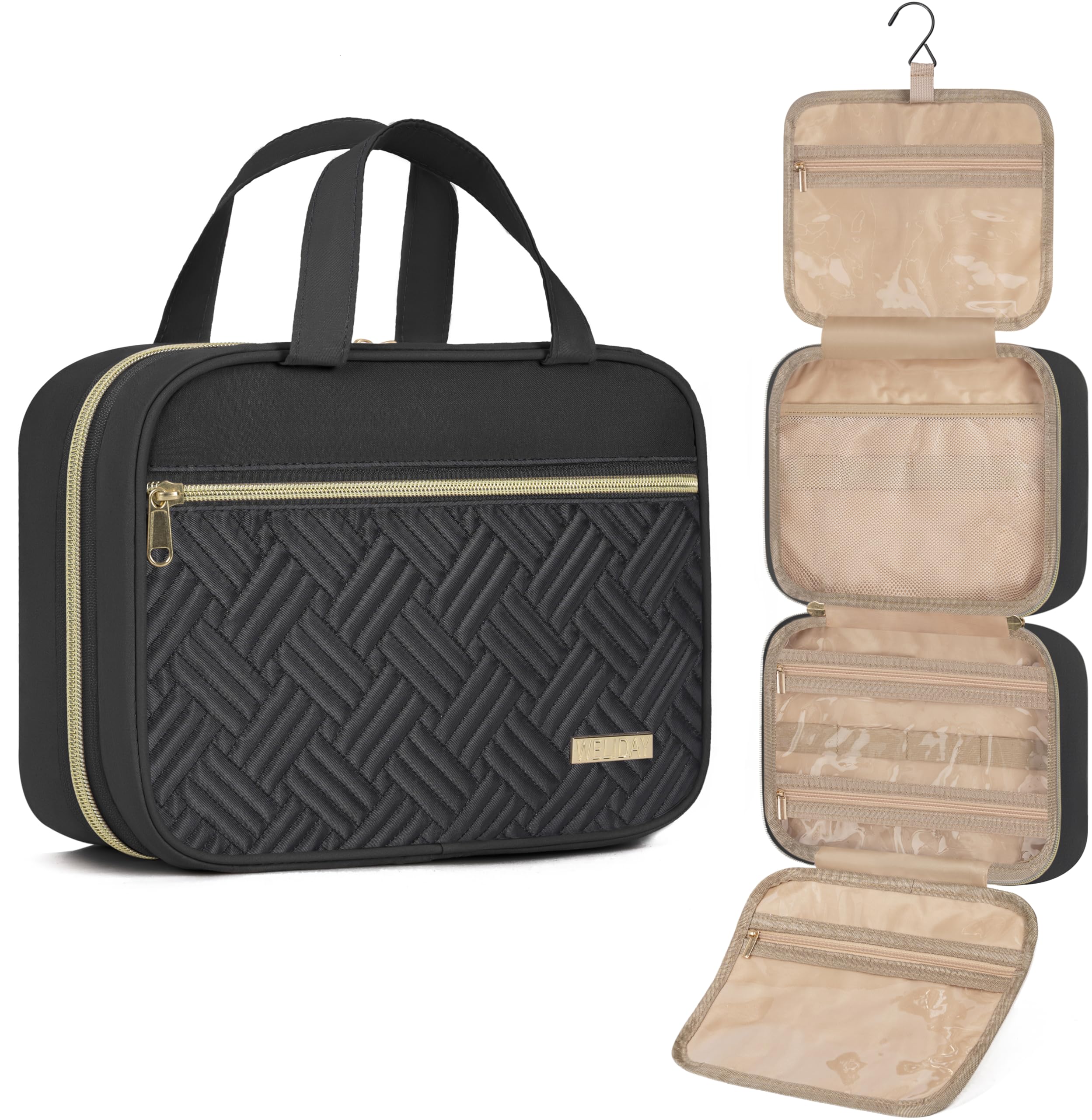 Trousse WELIDAY avec crochet d'accroche, accès rapide en voyage.