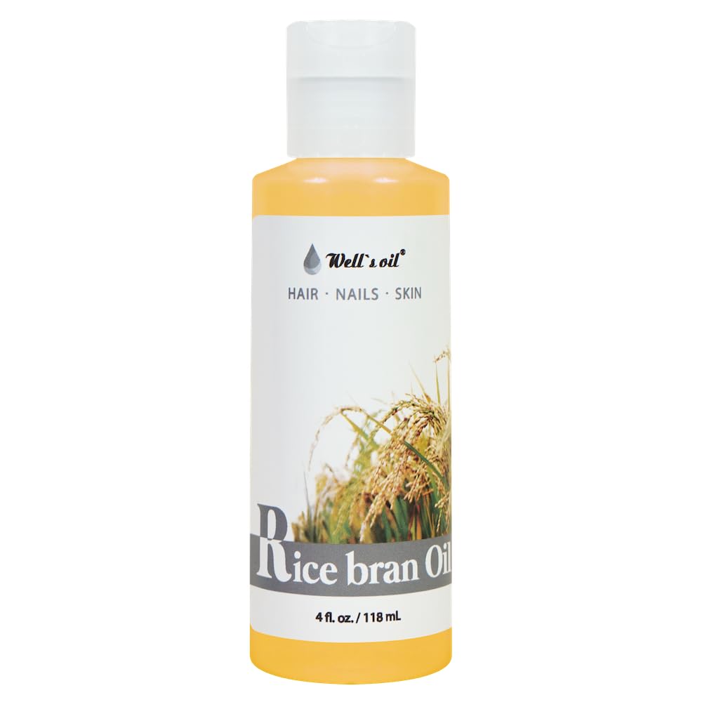 Well's Oil huile de riz, bouteille 118 ml, hydratation légère.