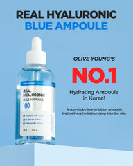 WELLAGE sérum hydratant hyaluronique bleu, pompe prête à revitaliser la peau