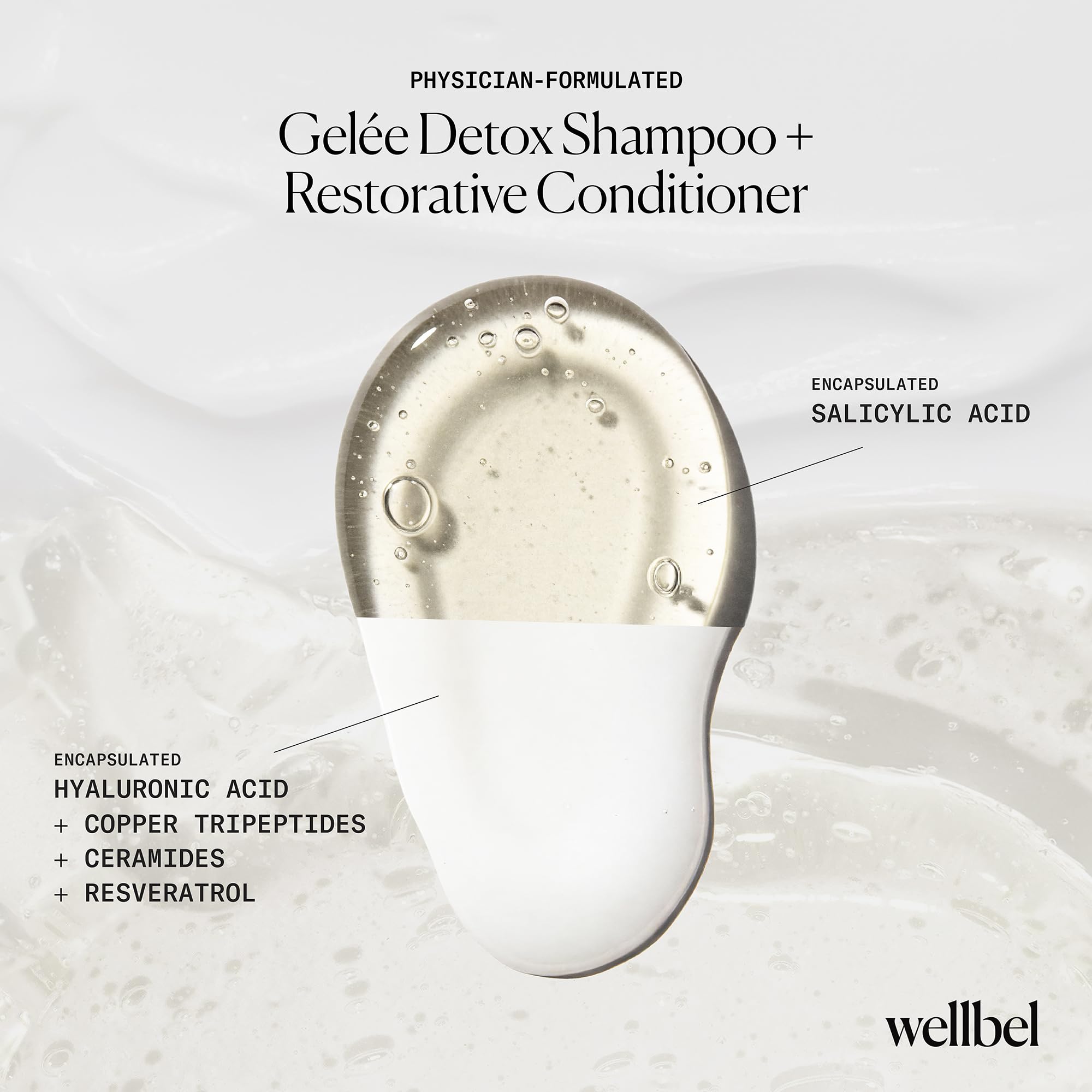 Texture crèmeuse WELLBEL Detox-Restore Duo suggérant une application luxueuse