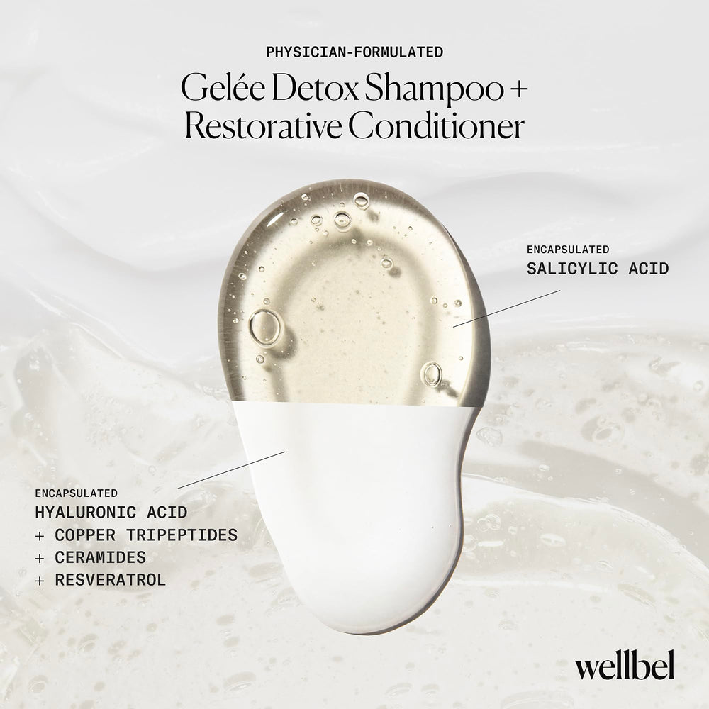 Texture crèmeuse WELLBEL Detox-Restore Duo suggérant une application luxueuse