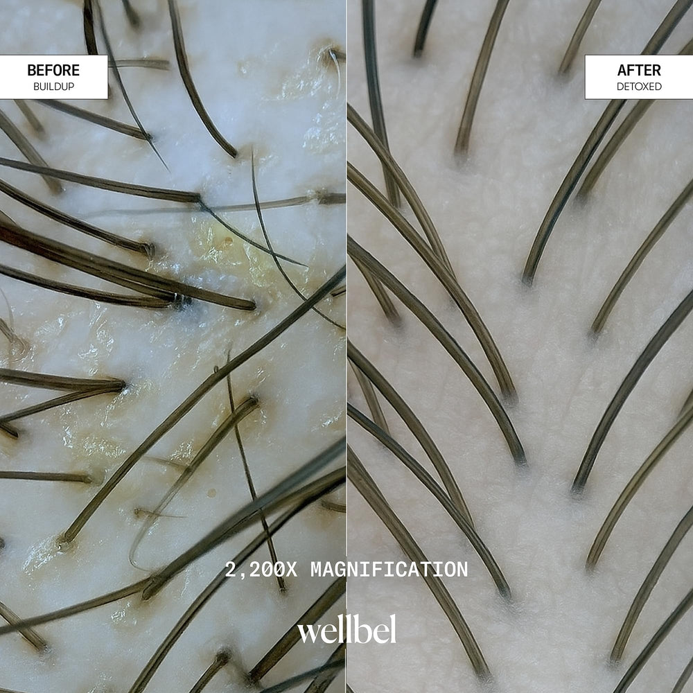Brillance accrue des cheveux après l’utilisation de WELLBEL Gelée Detox Shampoo