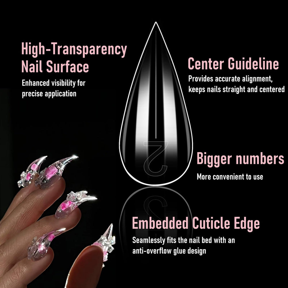 Wellquinn ongles 3D griffes-chat courbes, design compact pour looks audacieux.