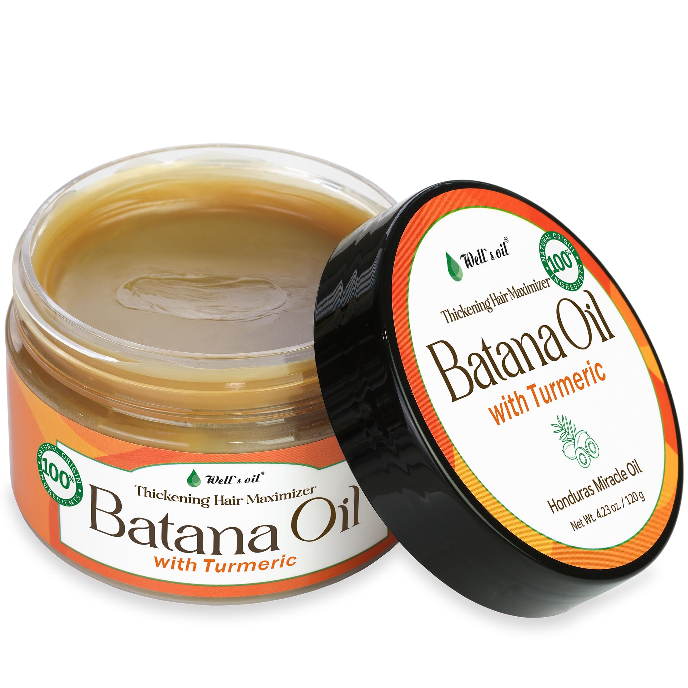 Well's Oil Batana Oil – bouteille prête à nourrir les cheveux.