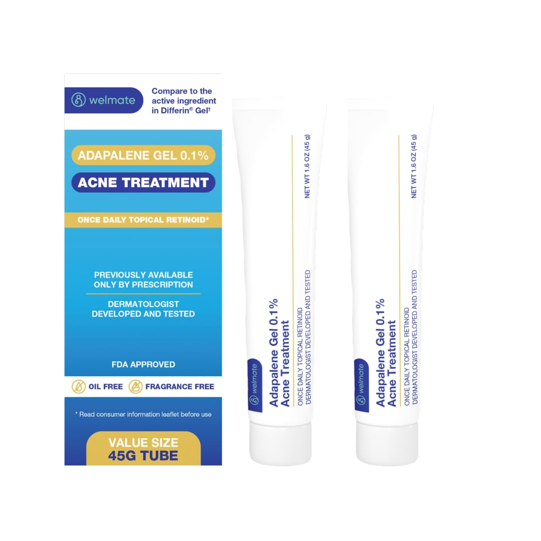 Welmate Adapalene Gel 0,1% sur le visage avec utilisation quotidienne possible.