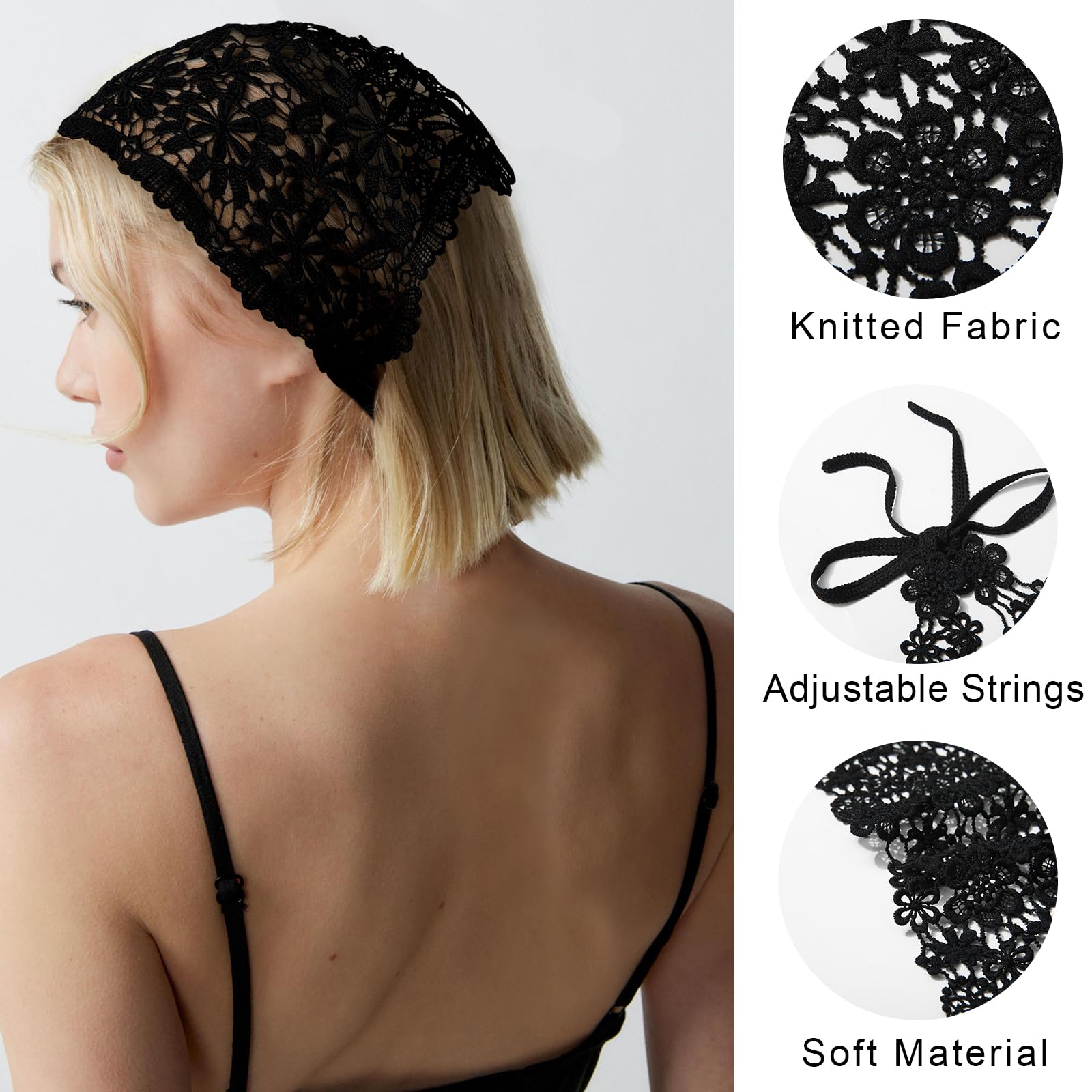 Welrog bandeau-cheveux ajustable avec lien arrière, maintien sûr.