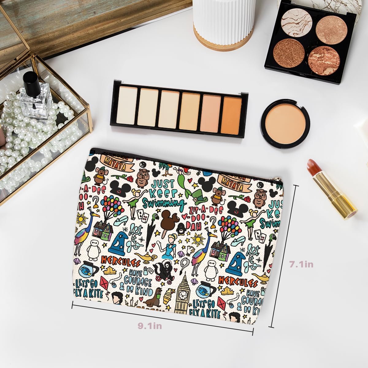 Trousse Wenboco imprimé double-face, rangement pratique pour cosmétiques et petits accessoires.