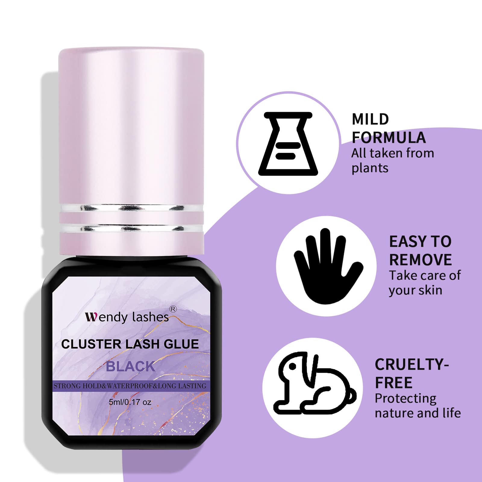 Colle Wendy Lashes étanche, résistance à l'eau après séchage pour un look durable.