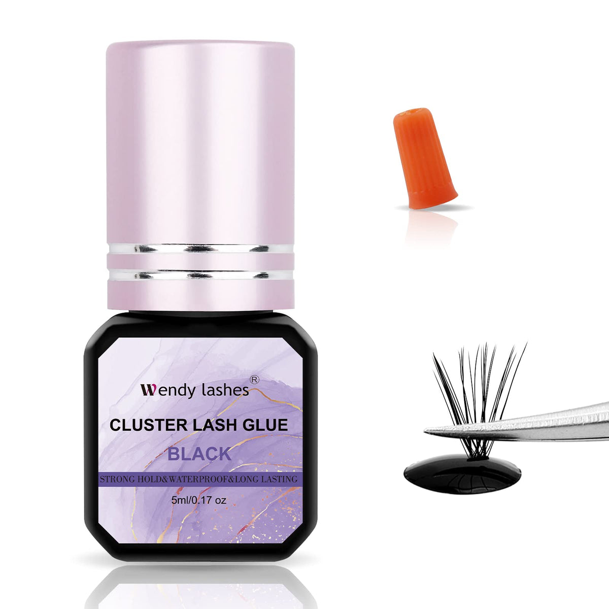 Colle Wendy Lashes pour cluster cils noir, séchage rapide et tenue durable.