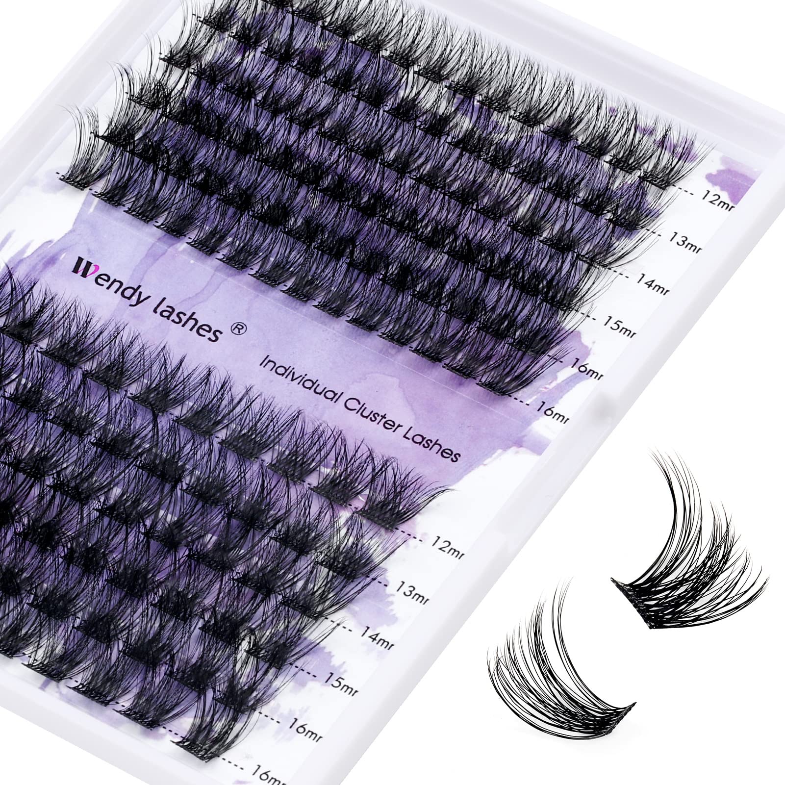 Marque WENDY LASHES: clusters à bande ultra-fine pour une pose naturelle.
