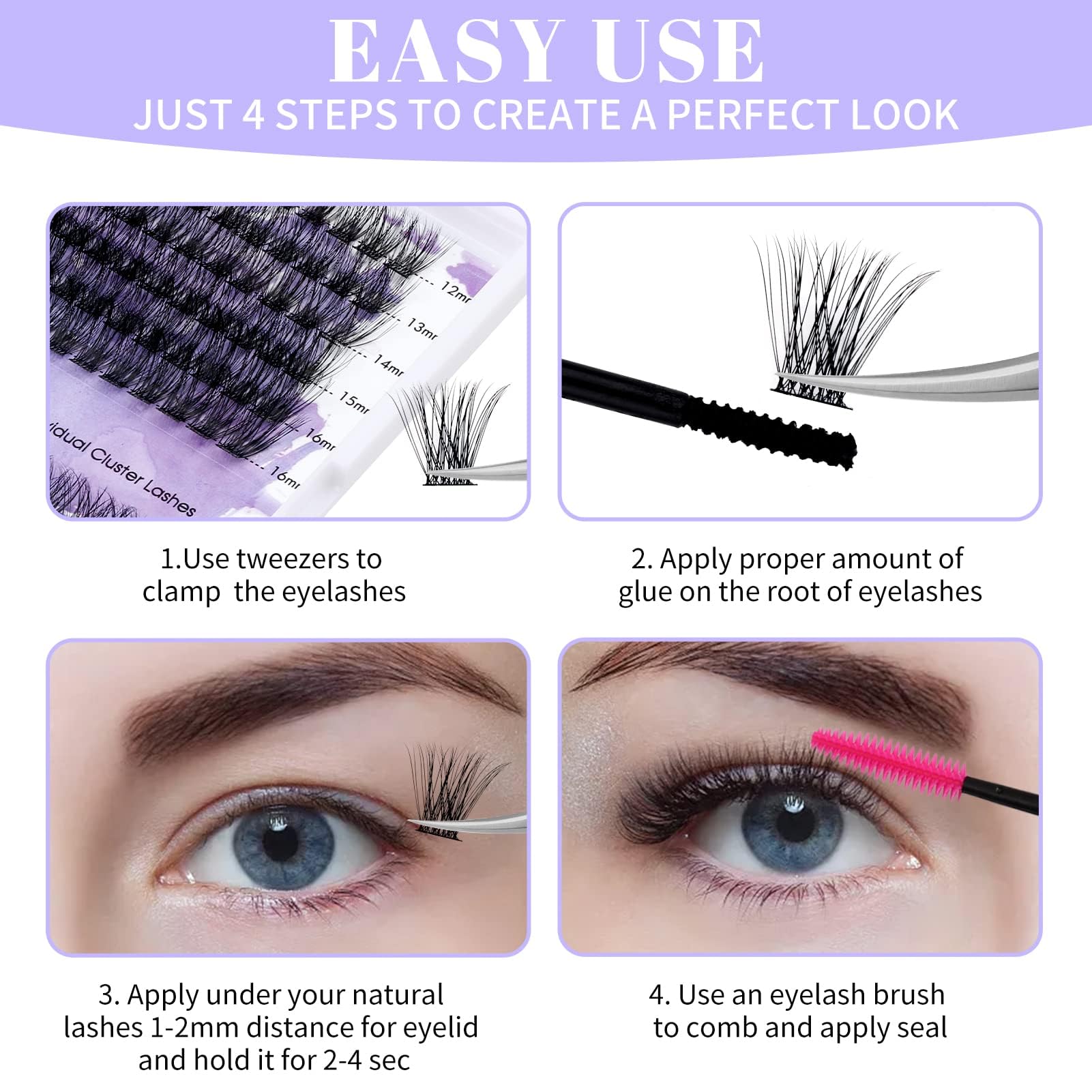 Courbure en D WENDY LASHES clusters pour une courbure marquée.