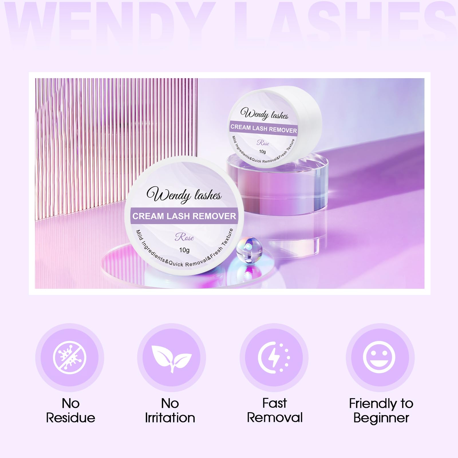 Wendy Lashes formulation douce sans odeur, adaptée aux peaux sensibles.