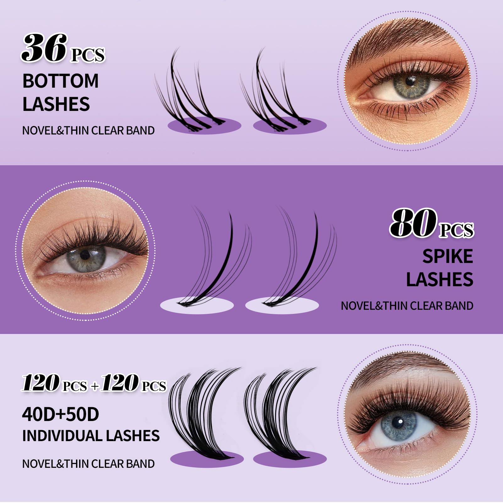 WENDY LASHES coffret cils groupes quatre styles, naturel ou dramatique.
