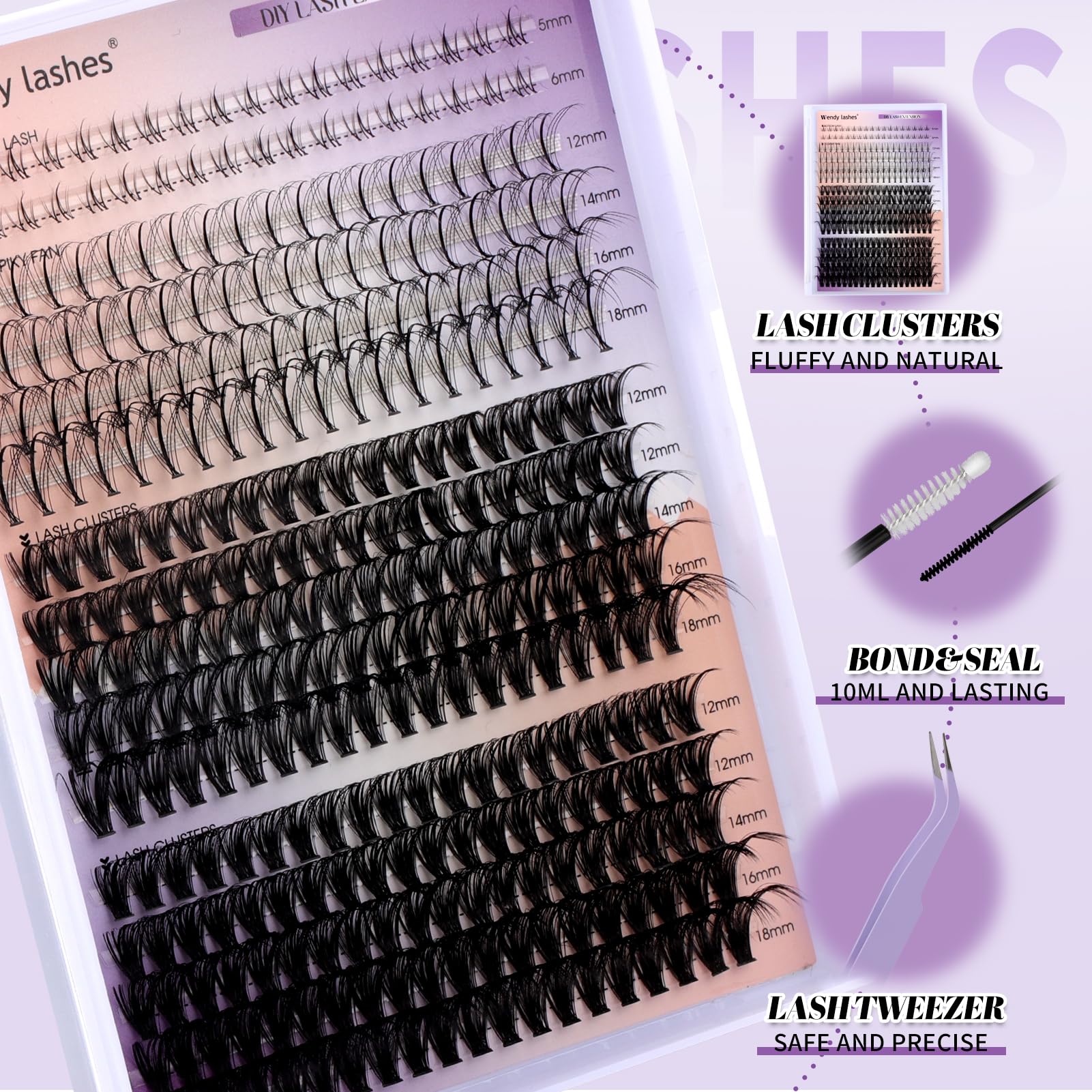 WENDY LASHES coffret cils spike quatre lignes pour un style affirmé.