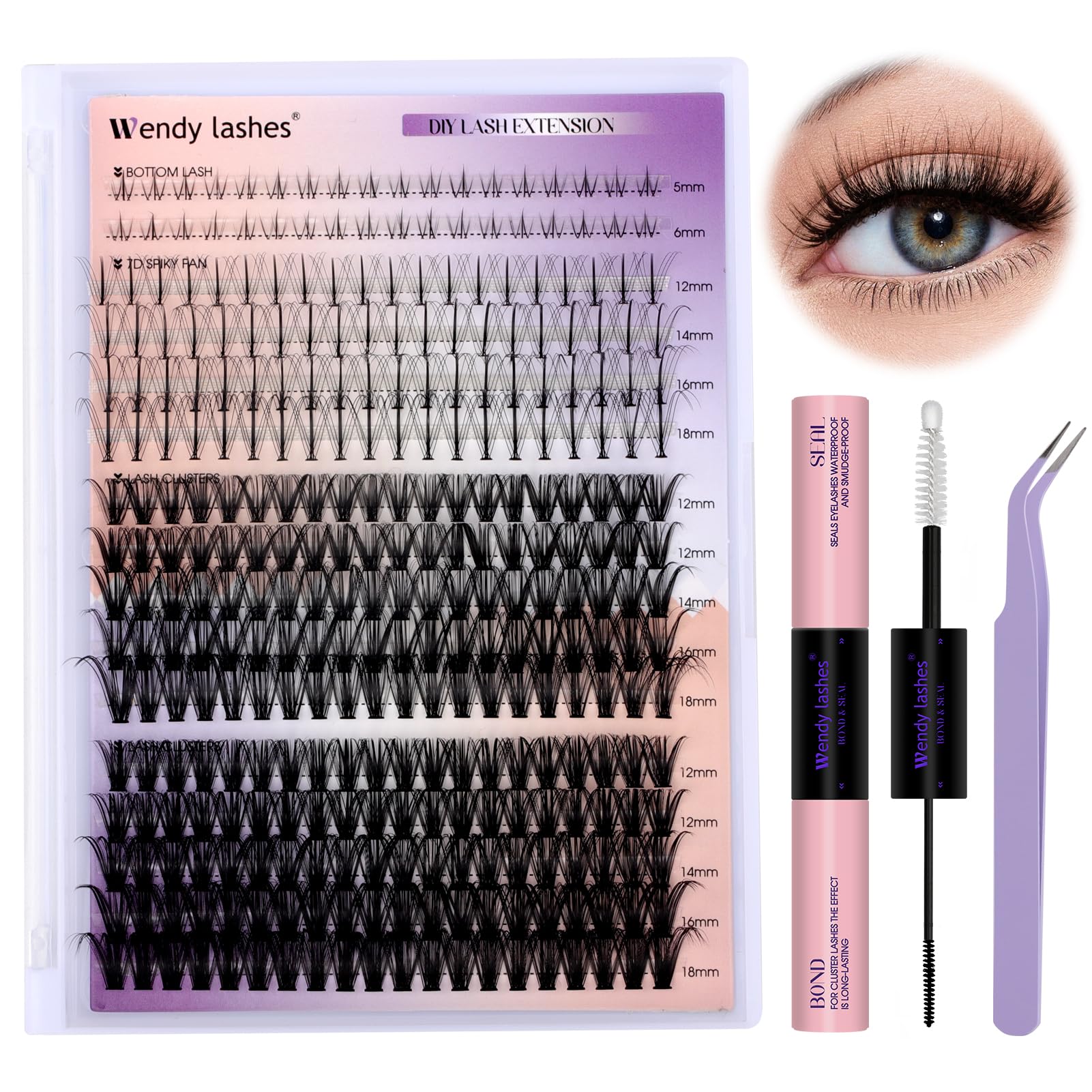 WENDY LASHES kit complet pour expérimentation beauté à domicile.