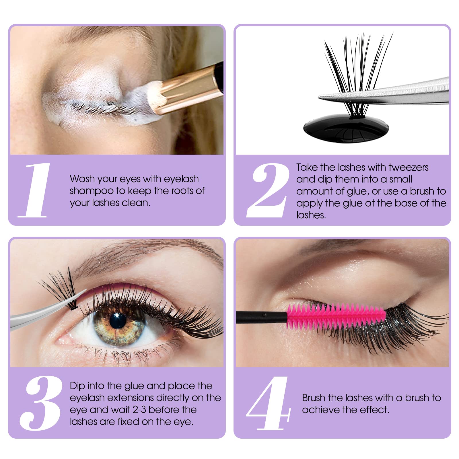 Nettoyage et préparation des cils pour Wendy Lashes, facilité d'utilisation.