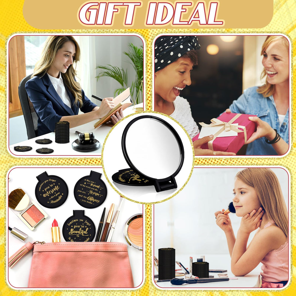 Miroir Wenqik noir et or, accessoire élégant pour maquillage.