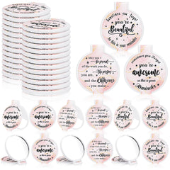 Miroir Wenqik de poche inspirant rose clair, idéal pour retouches rapides en déplacement