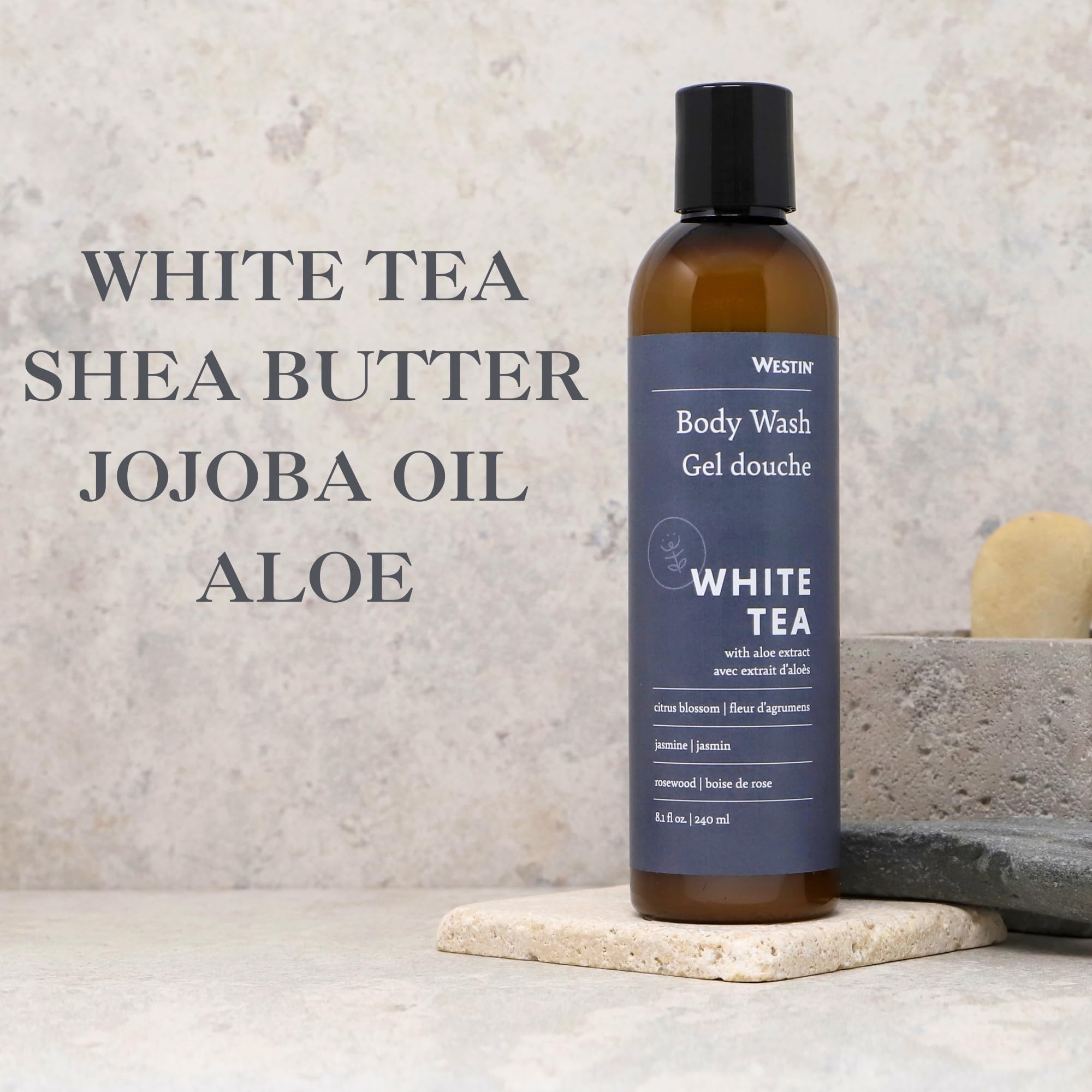 Gel douche Westin avec extrait de pois et protéines de blé.