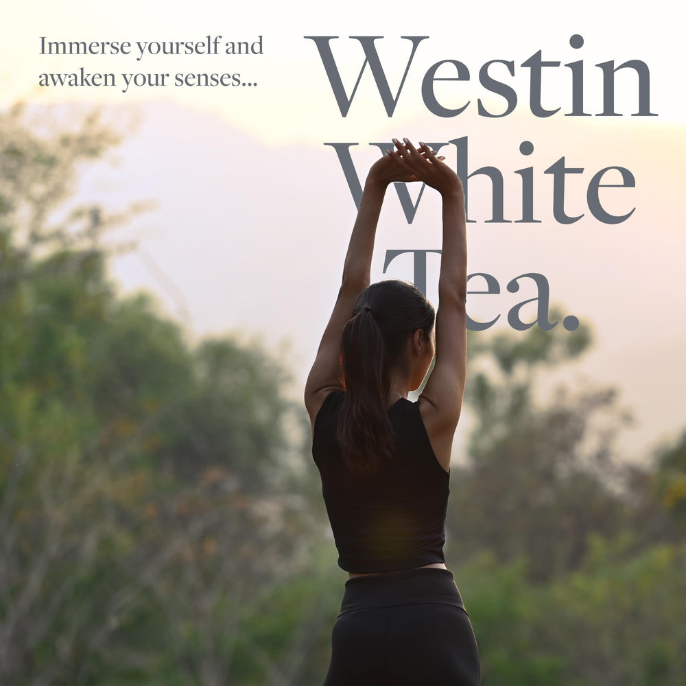 Boîte et étiquette Westin, design hôtelier qui évoque le spa à domicile.