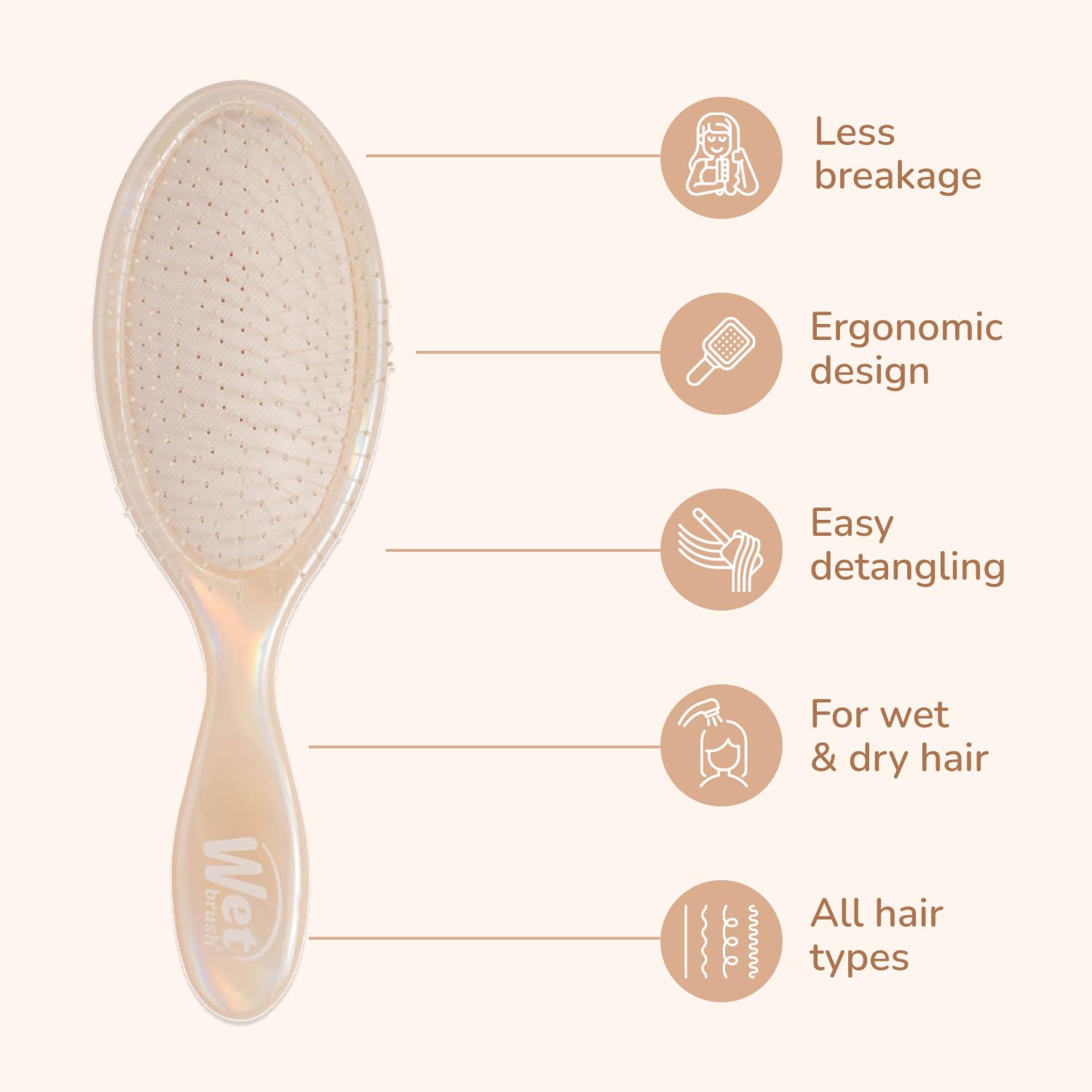 Wet Brush Compatible tous types de cheveux pour un brossage en douceur.