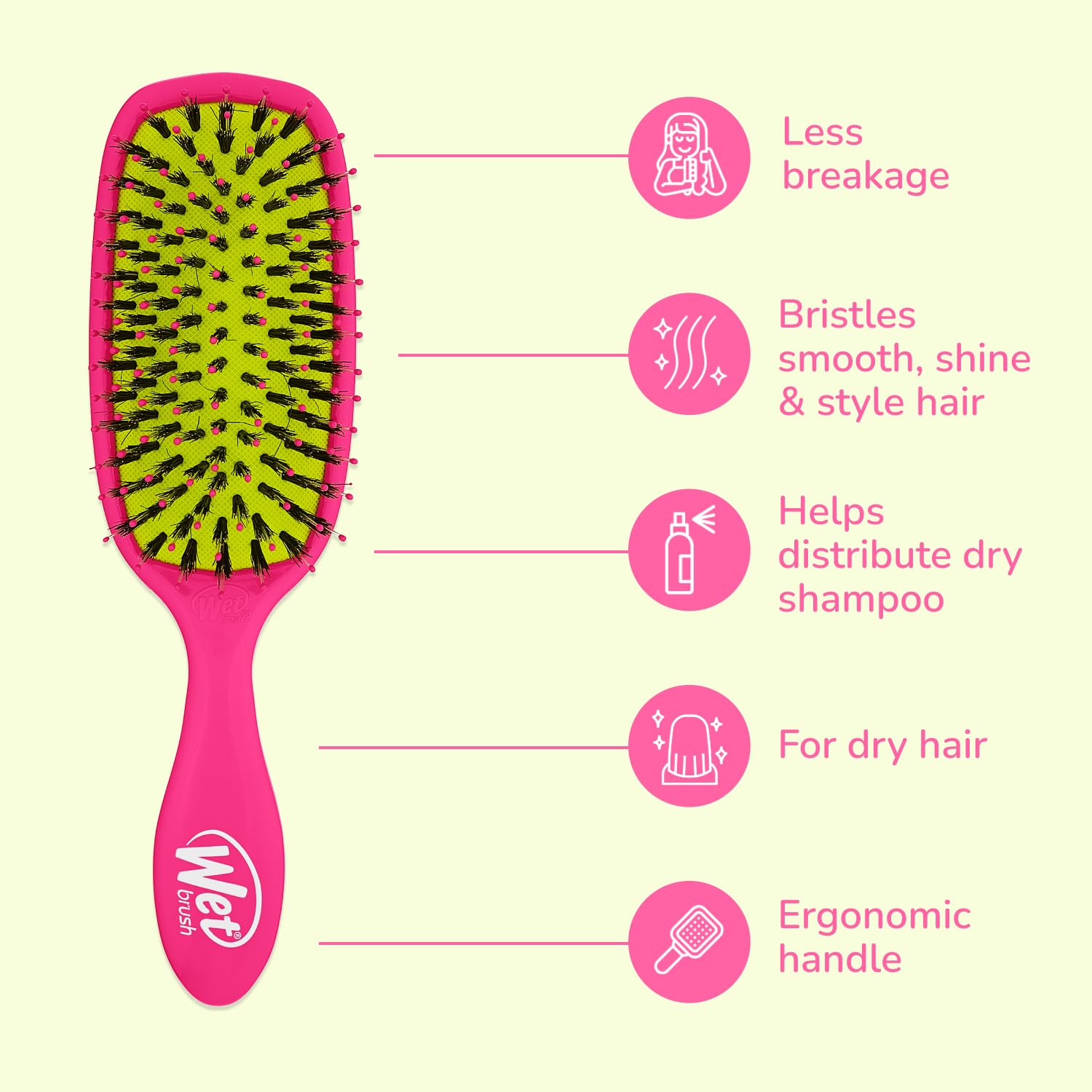 Wet Brush Shine Enhancer, adaptée à tous les types de cheveux, usage polyvalent.