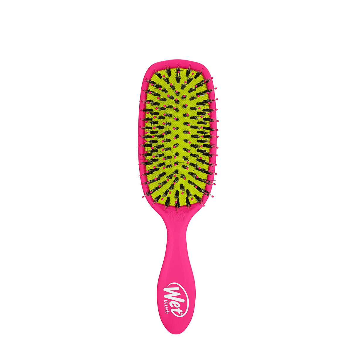 Wet Brush Shine Enhancer, brosse rose, démêlage en douceur pour cheveux brillants.