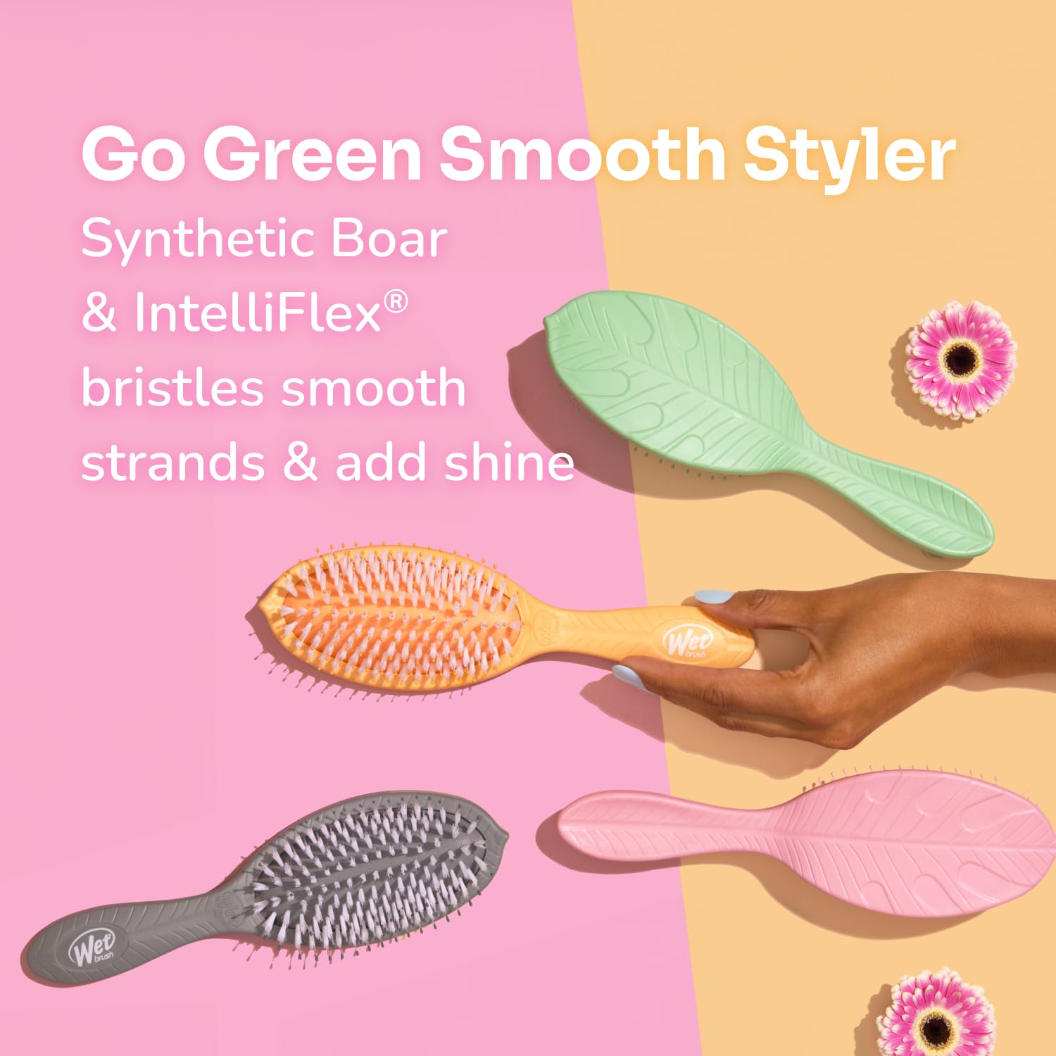 Brosse Wet Brush Go Green Charbon – contrôle des frisottis avec douceur.