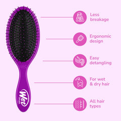 Wet Brush Original démêlant sur cheveux mouillés, douceur et confort.