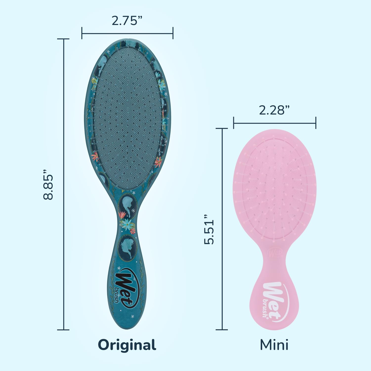 Wet Brush Original Detangler Anna & Elsa, démêlage facile sur cheveux secs.