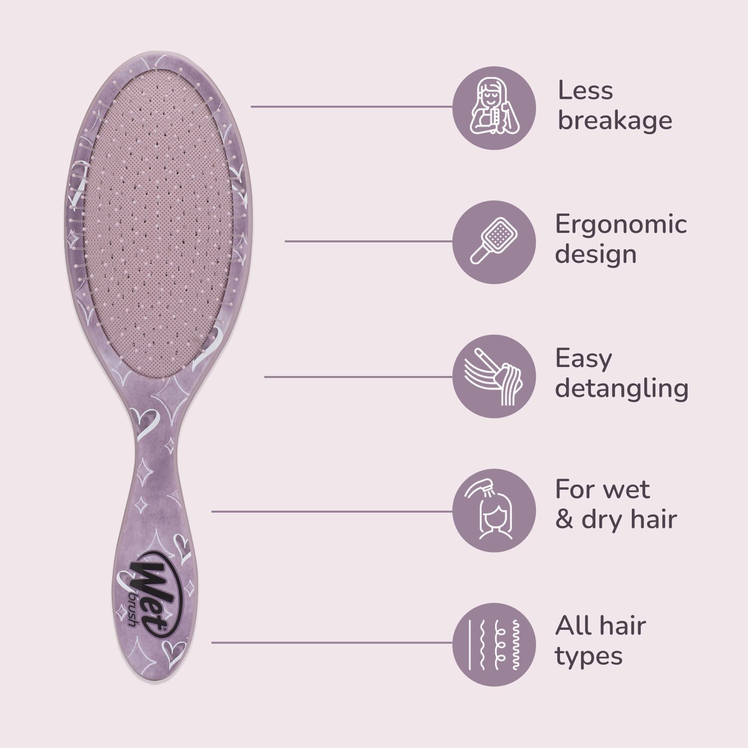 Wet Brush Original Detangler – cheveux lisses et frisés démêlés facilement.