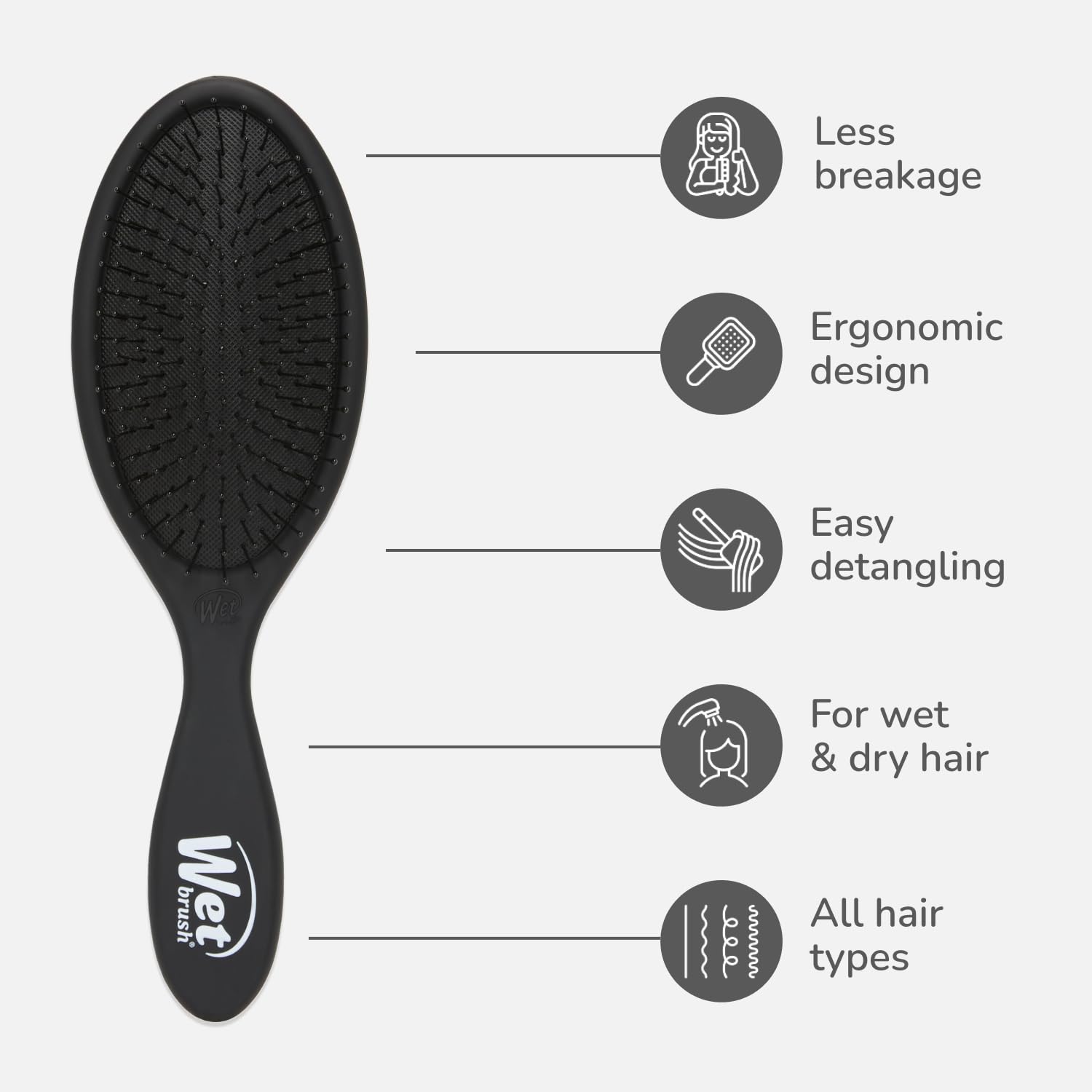 Wet Brush Original Detangler — utilisation sur cheveux secs pour démêler sans tirer