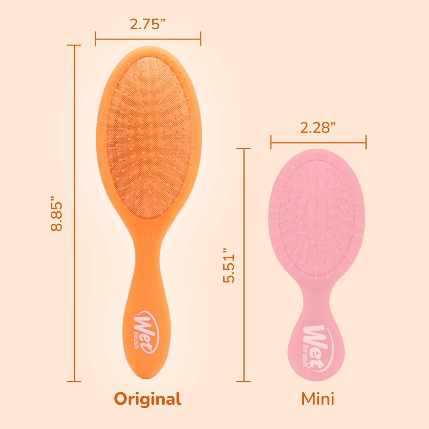 Wet Brush Original Detangler Orange Crush, démonstration sur cheveux secs pour soin rapide