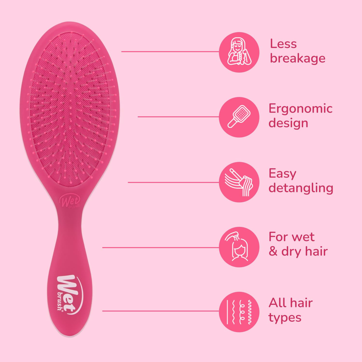 Wet Brush Original Detangler Rose Frost, texture flexible protège les pointes
