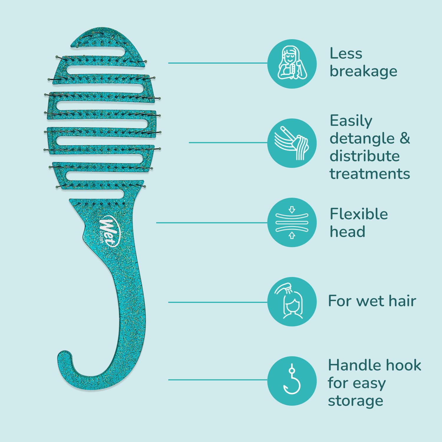 Poignée avec crochet pratique pour suspendre la brosse après la douche.