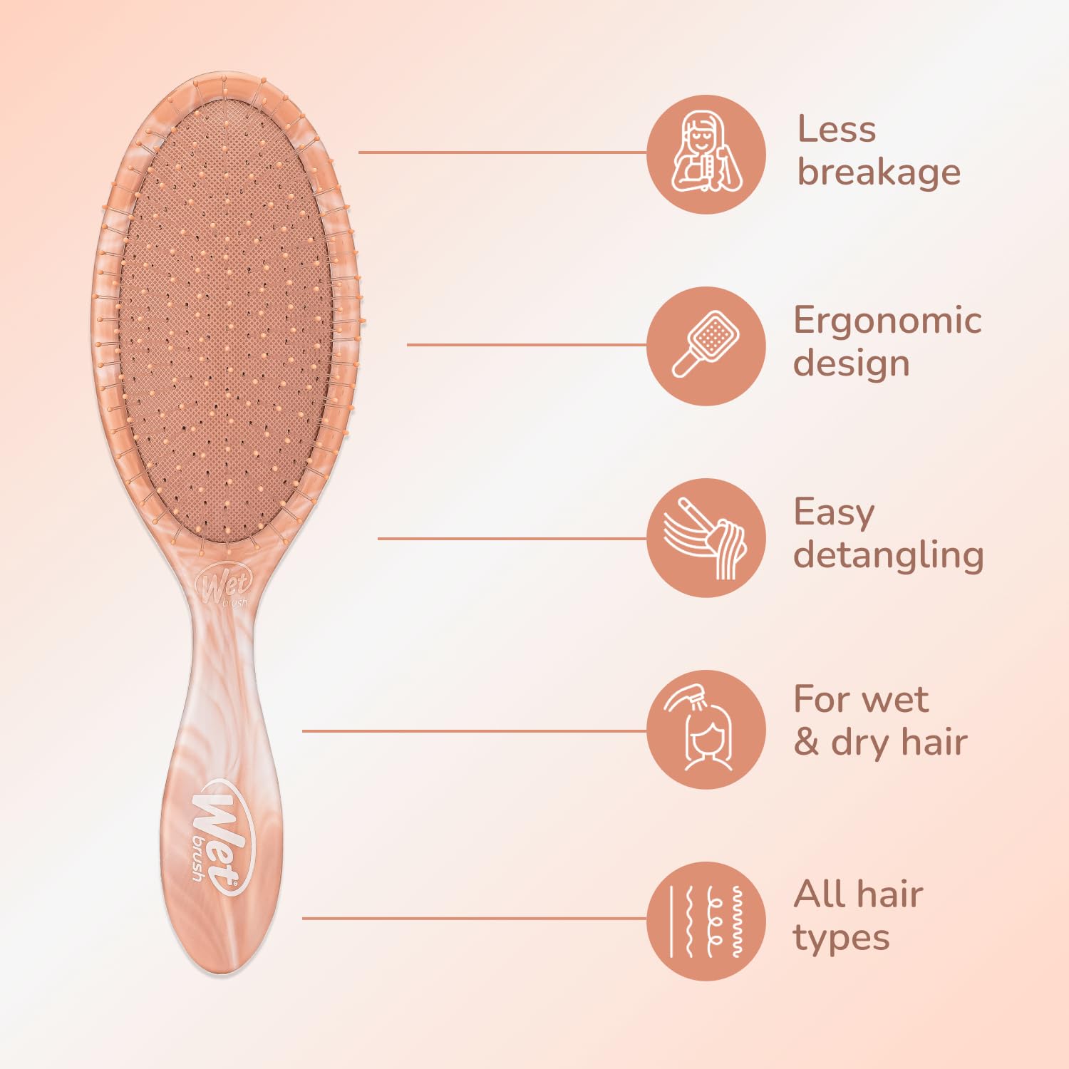 Wet Brush — poils flexibles et sans douleur protégeant les pointes.