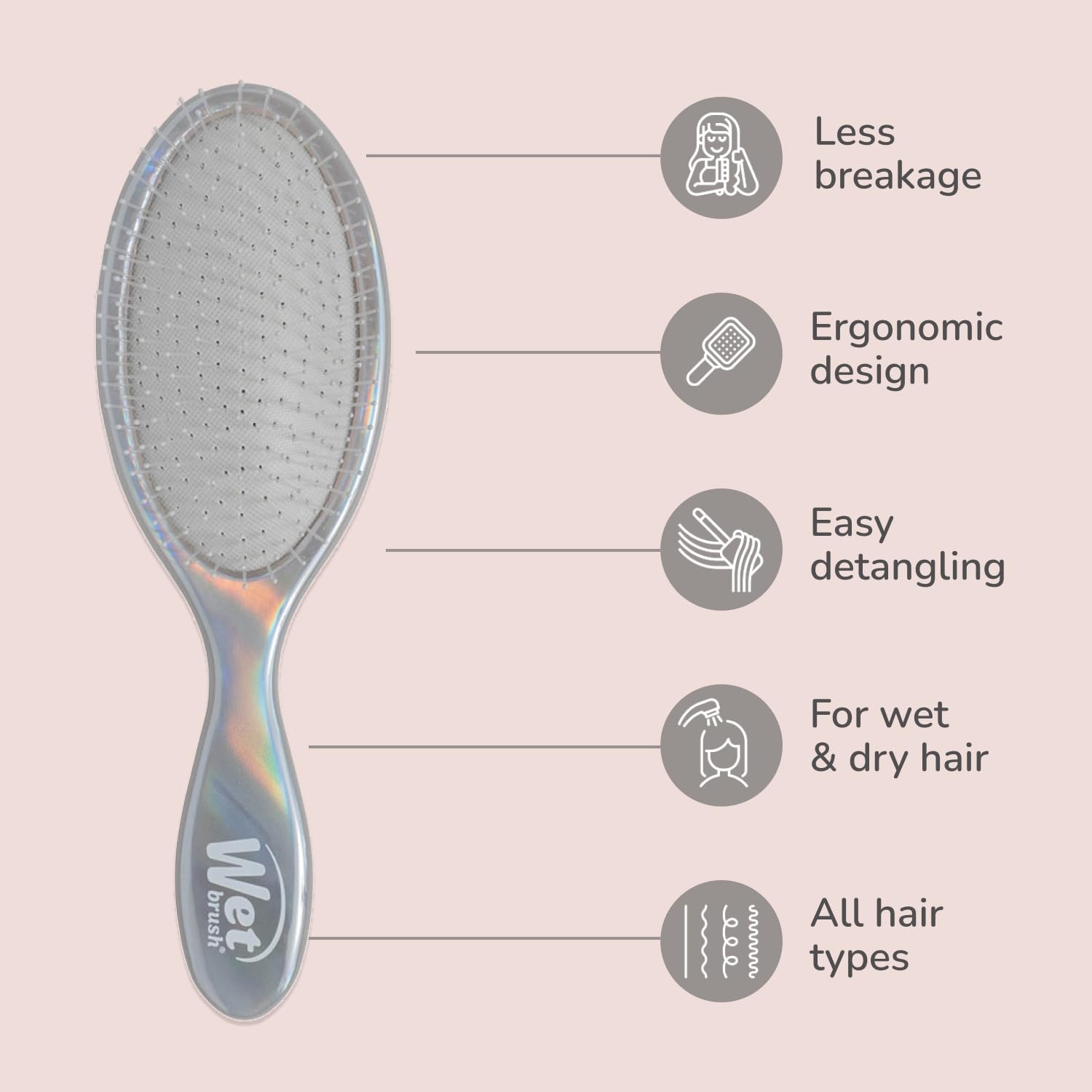  Wet Brush convient à tous types de cheveux, raides ou bouclés.