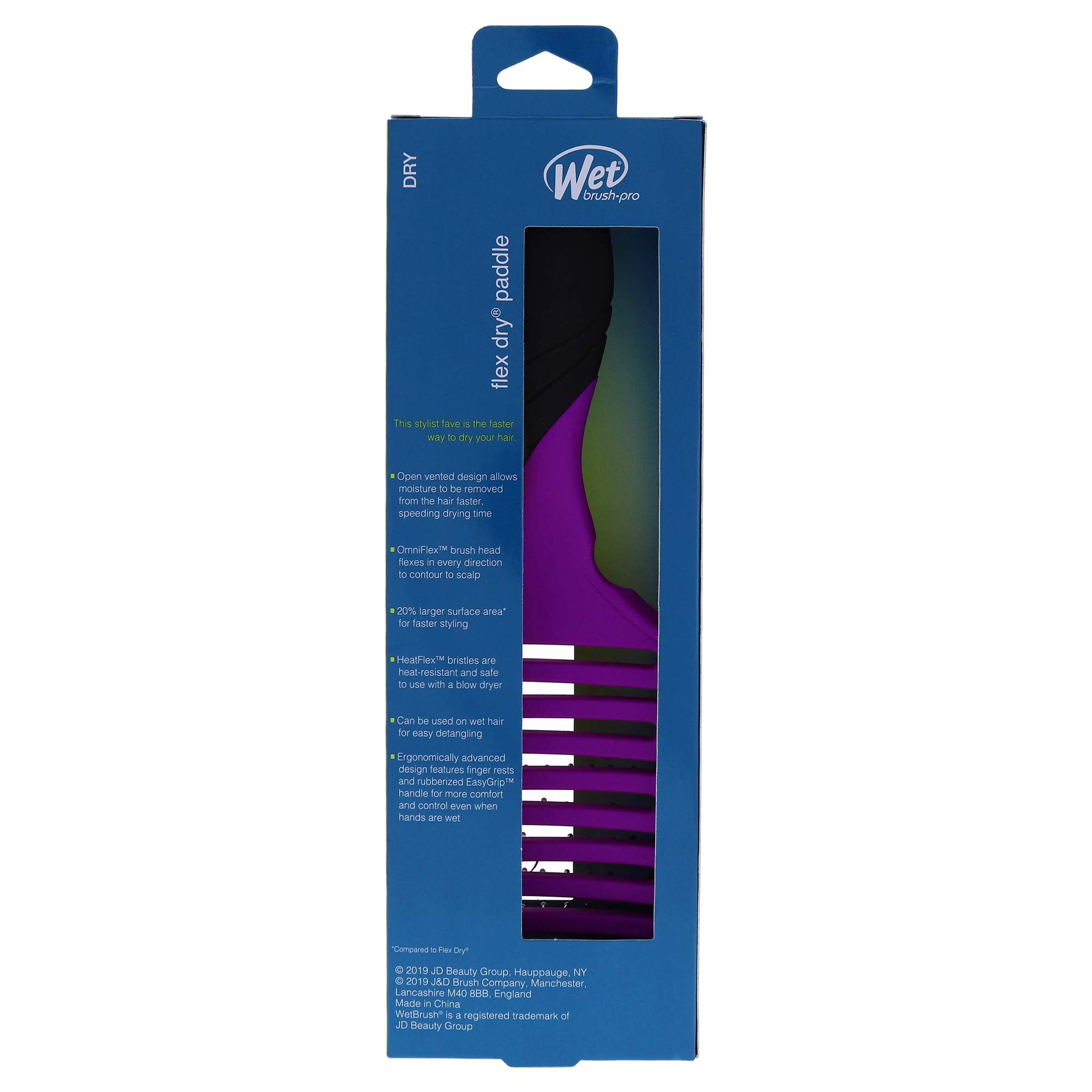 Wet Brush Pro Flex Dry Paddle Purple – tête ventilée accélérant le séchage.