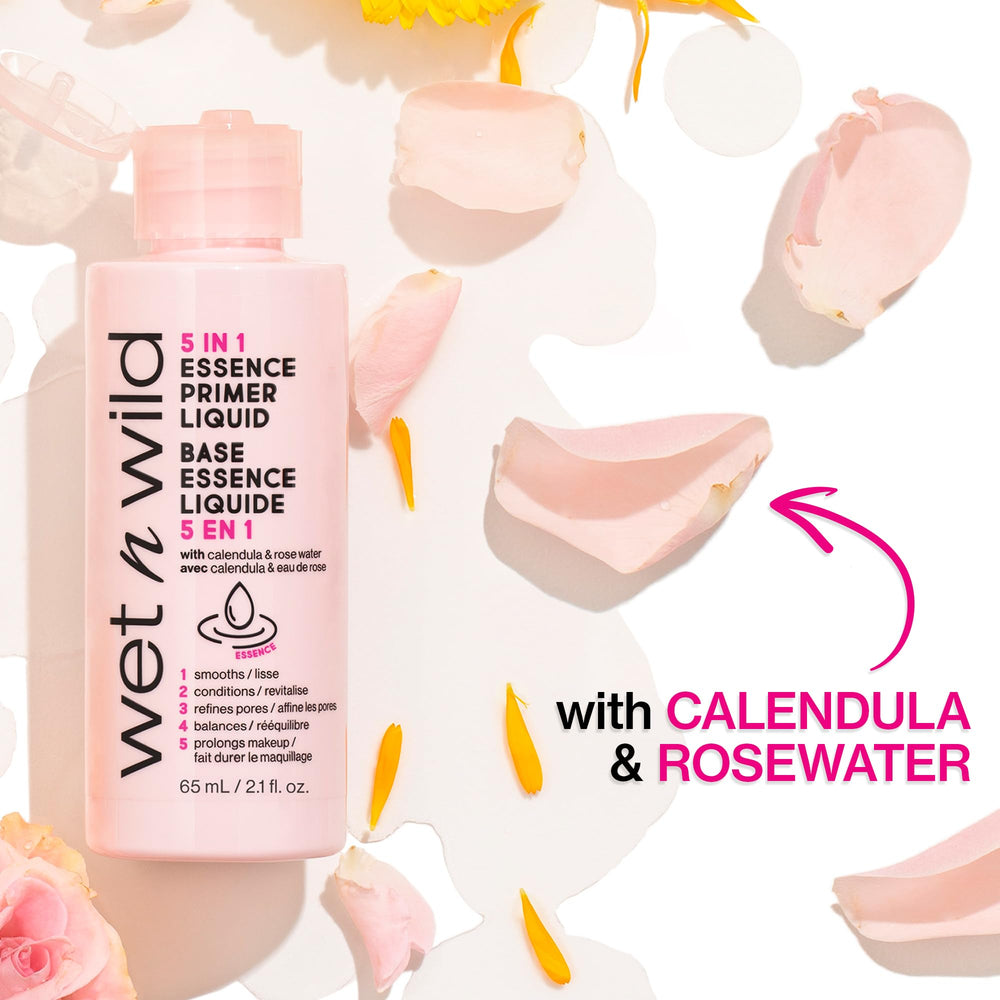 wet n wild base essence 5-en-1, texture aqueuse pour maquillage léger.