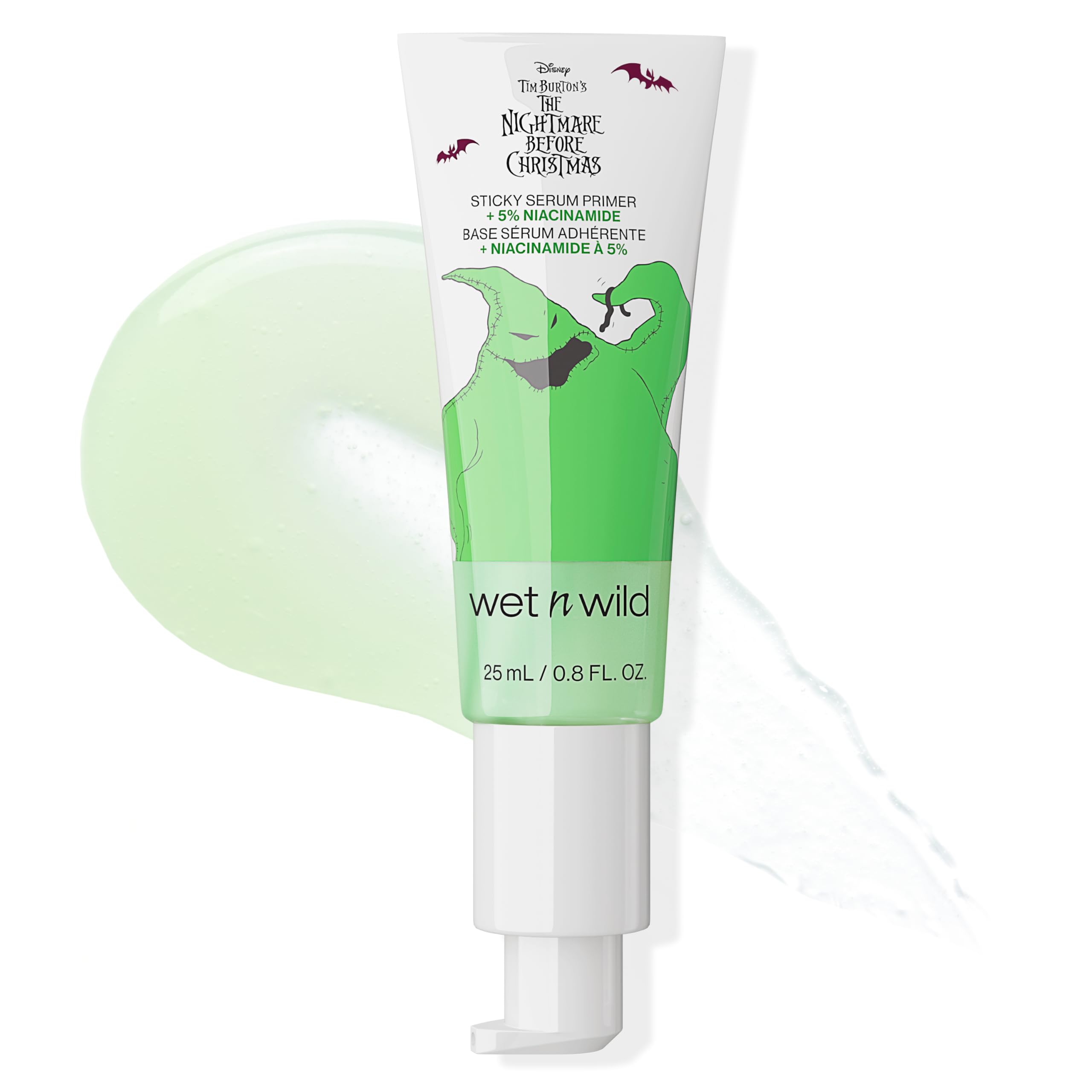 wet n wild Nightmare Before Christmas Serum Visage montrant une texture gel collante pour un éclat naturel.