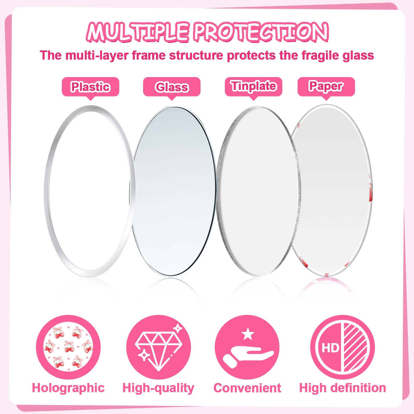 Miroir Weysat rose et deco, ideal comme accessoire fete et cadeau.