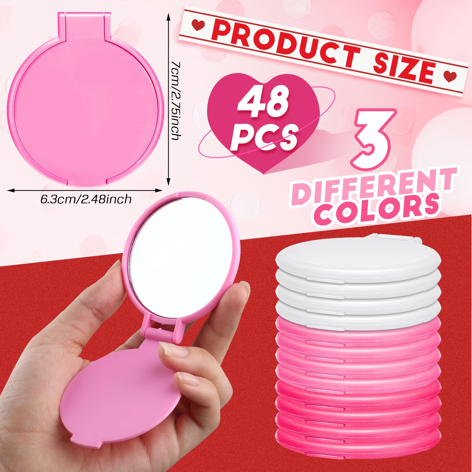 Miroir Weysat blanc ouvert, compact et pratique pour le sac.