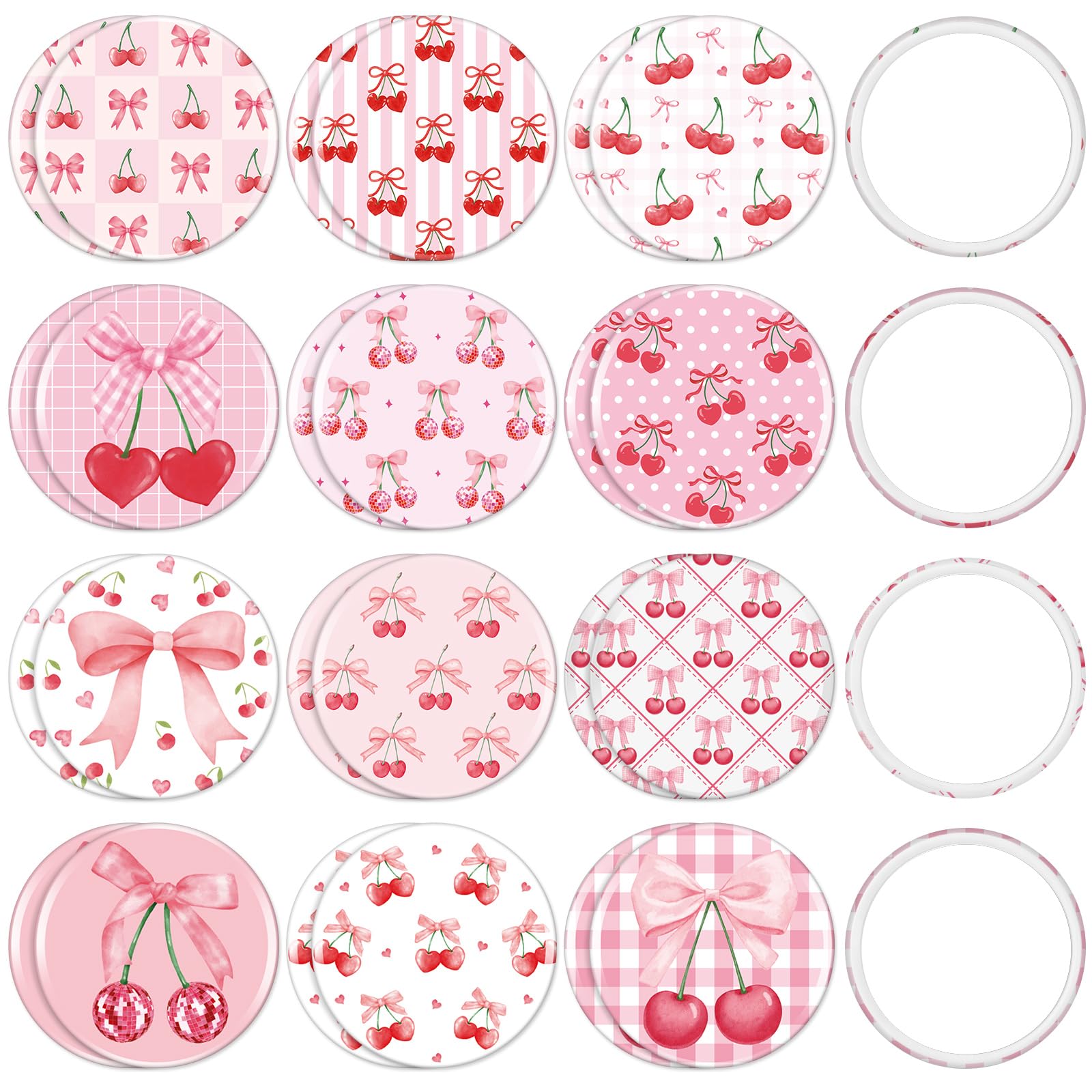 Miroir compact Weysat au design noeud cerise rose, idéal pour retouches rapides.